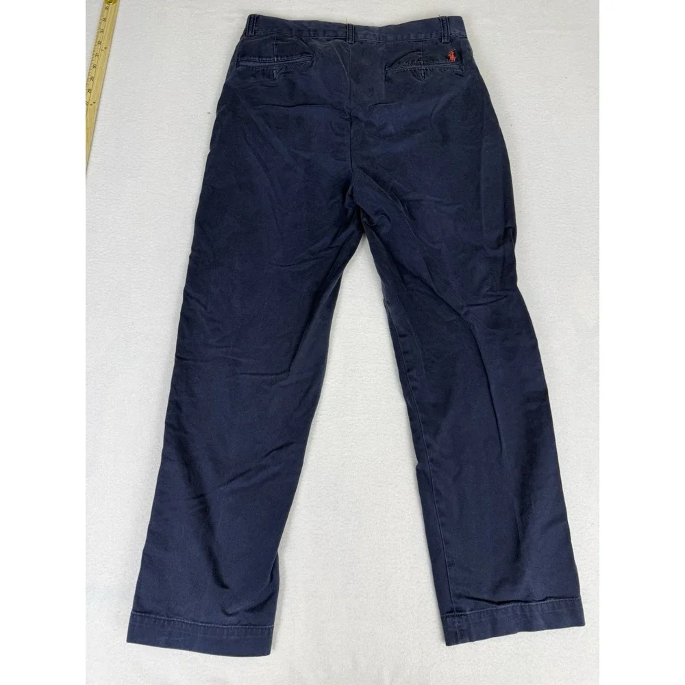 Polo Ralph Lauren Pants Mens 32x30‎ Blue Ethan Cotton Chino Pleated Casual